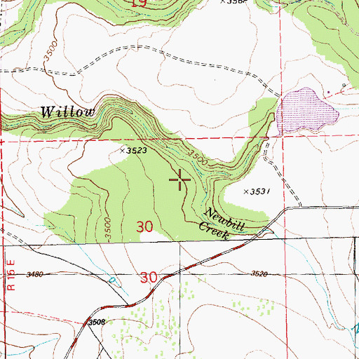 Topographic Map of Newbill Creek, OR