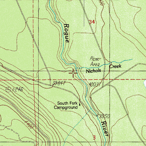 Topographic Map of Nichols Creek, OR