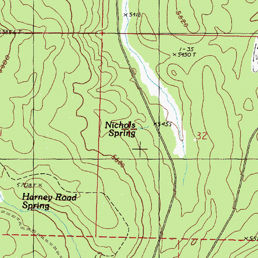 Topographic Map of Nichols Spring, OR