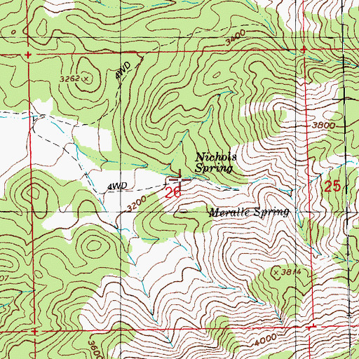 Topographic Map of Nichols Spring, OR