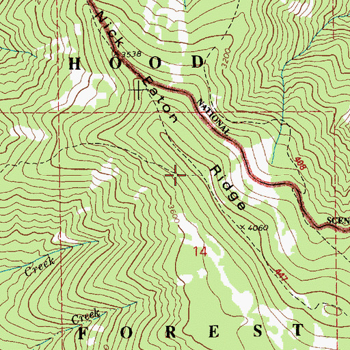 Topographic Map of Nick Eaton Ridge, OR