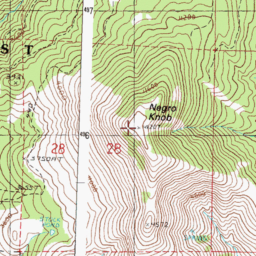 Topographic Map of Negro Knob, OR