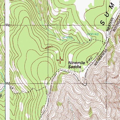 Topographic Map of Ninemile Saddle, OR