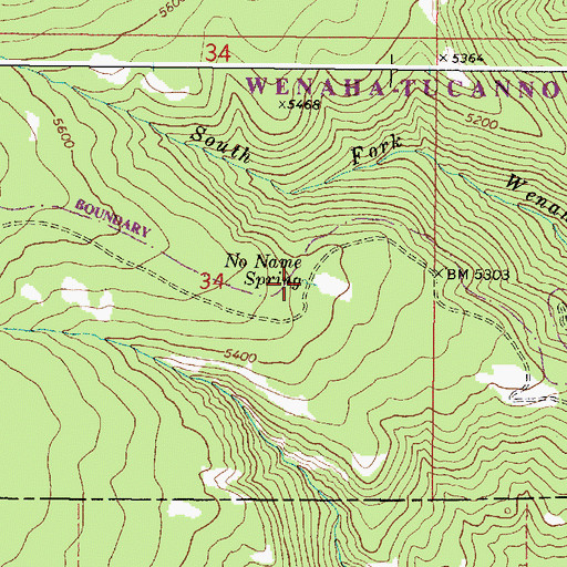 Topographic Map of No Name Spring, OR