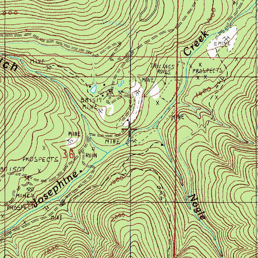 Topographic Map of Nogle Creek, OR