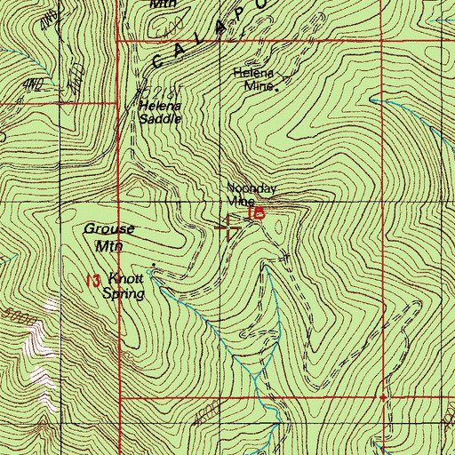 Topographic Map of Noonday Mine, OR