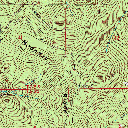 Topographic Map of Noonday Ridge, OR