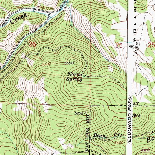 Topographic Map of Norna Spring, OR