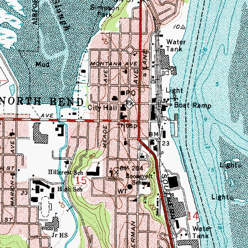 Topographic Map of North Bend, OR