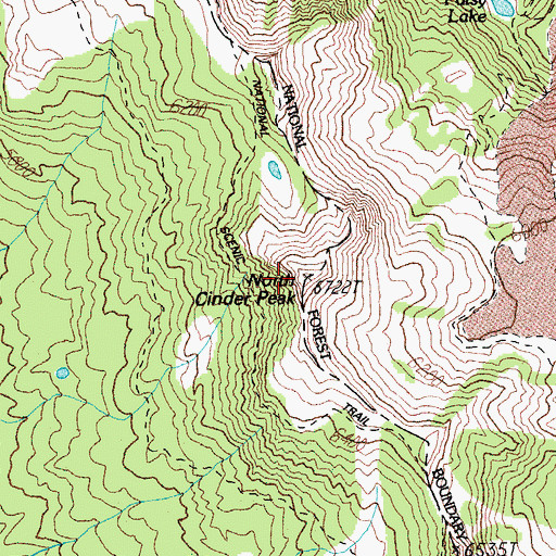 Topographic Map of North Cinder Peak, OR