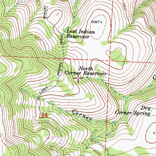 Topographic Map of North Corner Reservoir, OR