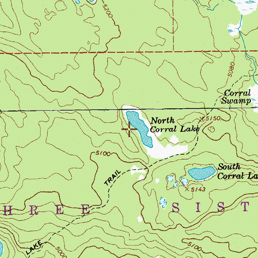 Topographic Map of North Corral Lake, OR