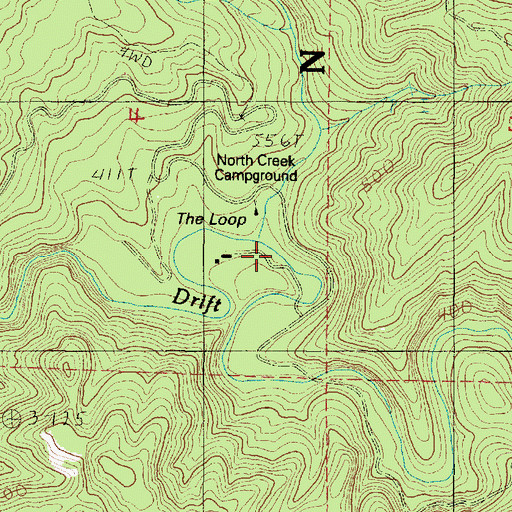 Topographic Map of North Creek, OR