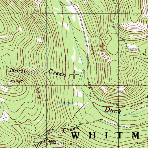 Topographic Map of North Creek, OR