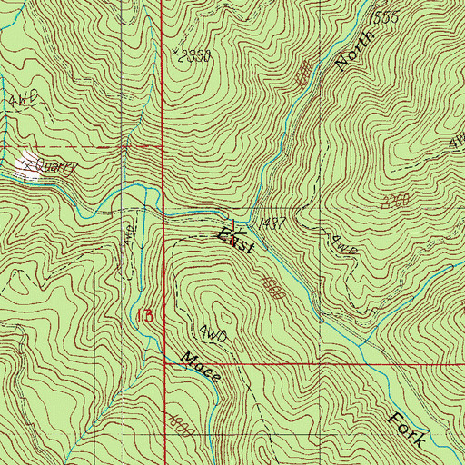 Topographic Map of North Fork East Fork Rock Creek, OR