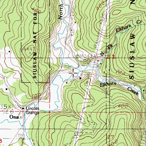 Topographic Map of North Fork Beaver Creek, OR