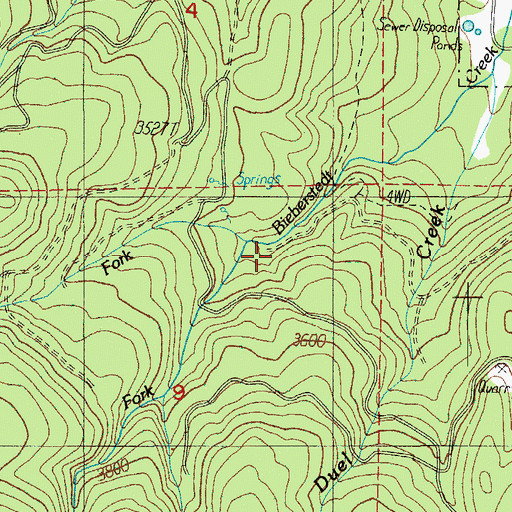 Topographic Map of North Fork Bieberstedt Creek, OR