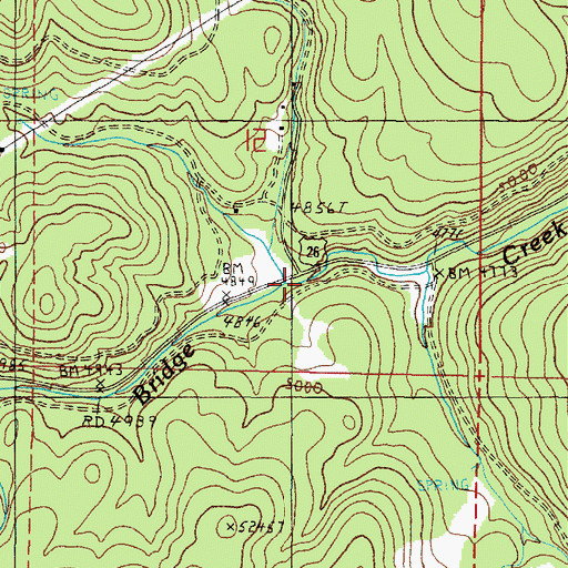 Topographic Map of North Fork Bridge Creek, OR