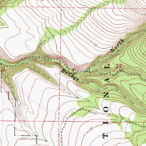 Topographic Map of North Fork Bridge Creek, OR