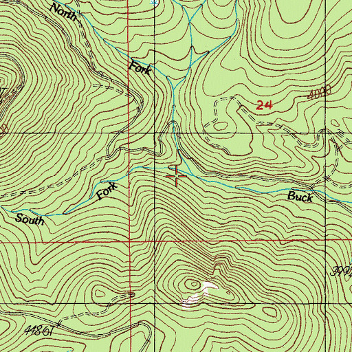 Topographic Map of North Fork Buck Creek, OR