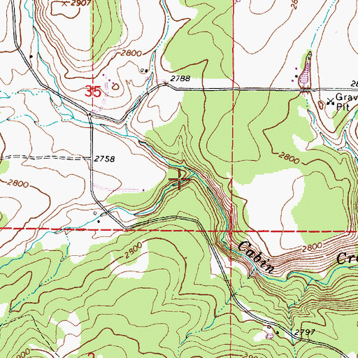 Topographic Map of North Fork Cabin Creek, OR
