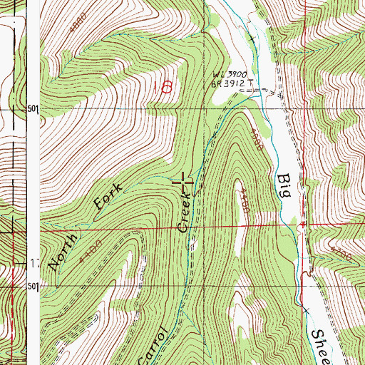 Topographic Map of North Fork Carrol Creek, OR