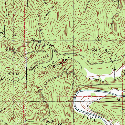 Topographic Map of North Fork Cascade Creek, OR