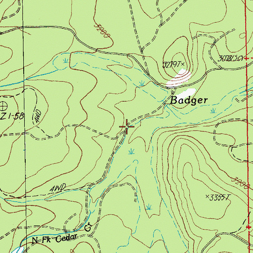 Topographic Map of North Fork Cedar Creek, OR