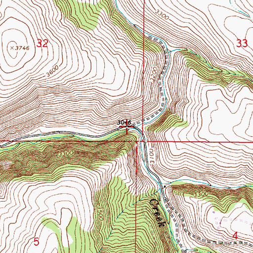 Topographic Map of North Fork Clark Creek, OR