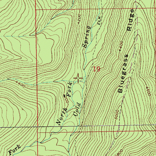 Topographic Map of North Fork Cold Spring Creek, OR