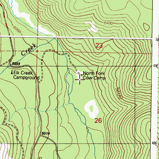 Topographic Map of North Fork Cow Camp, OR