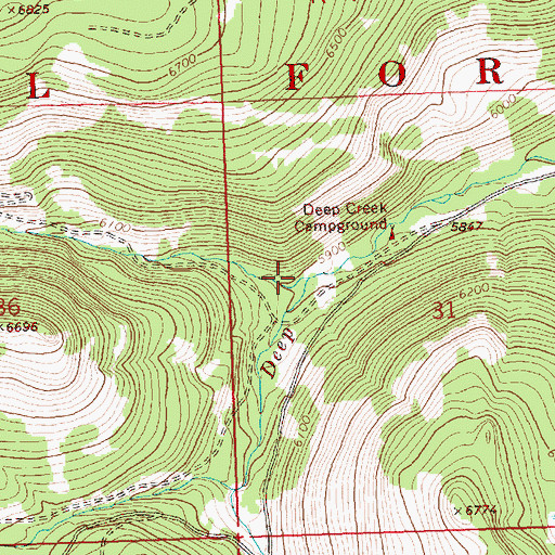 Topographic Map of North Fork Deep Creek, OR