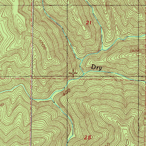 Topographic Map of North Fork Dry Creek, OR