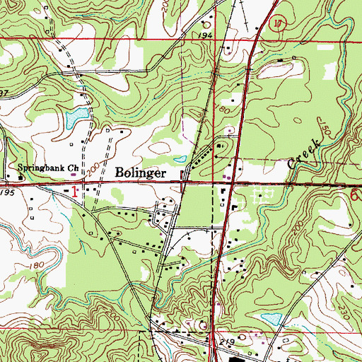 Topographic Map of Bolinger, AL
