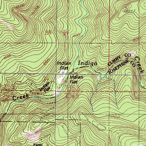 Topographic Map of North Fork Indigo Creek, OR