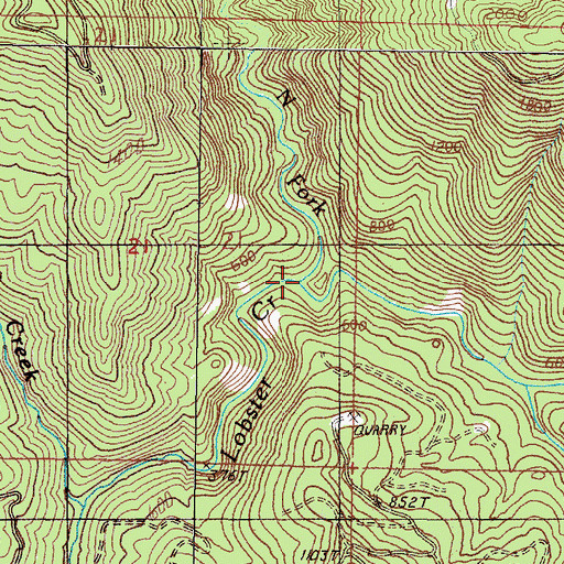 Topographic Map of North Fork Lobster Creek, OR