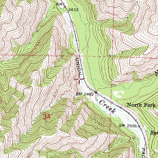 Topographic Map of North Fork Meacham Creek, OR