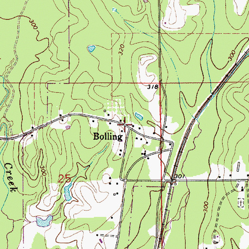 Topographic Map of Bolling, AL