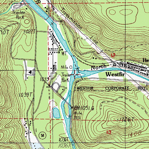 Topographic Map of North Fork Middle Fork Willamette River, OR