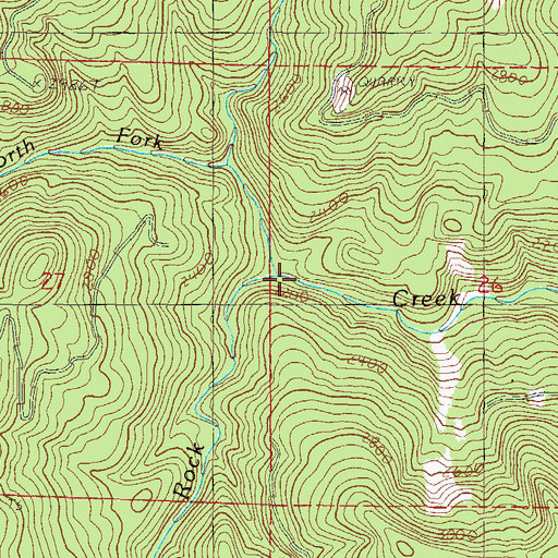 Topographic Map of North Fork Rock Creek, OR