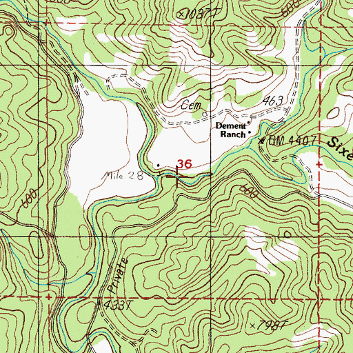 Topographic Map of North Fork Sixes River, OR