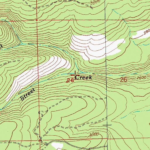 Topographic Map of North Fork Street Creek, OR
