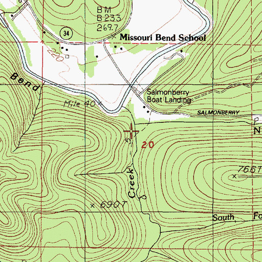 Topographic Map of North Fork Salmonberry Creek, OR