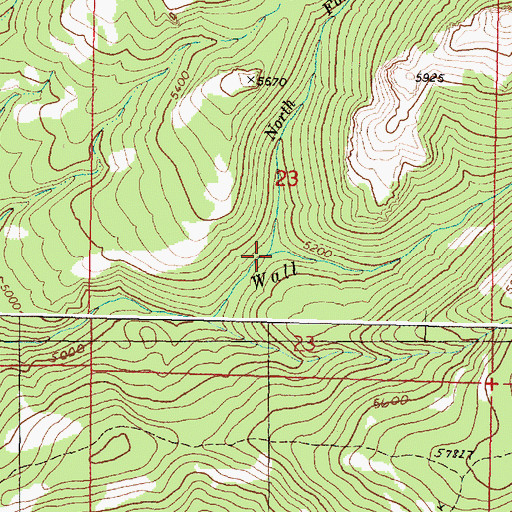 Topographic Map of North Fork Wall Creek, OR