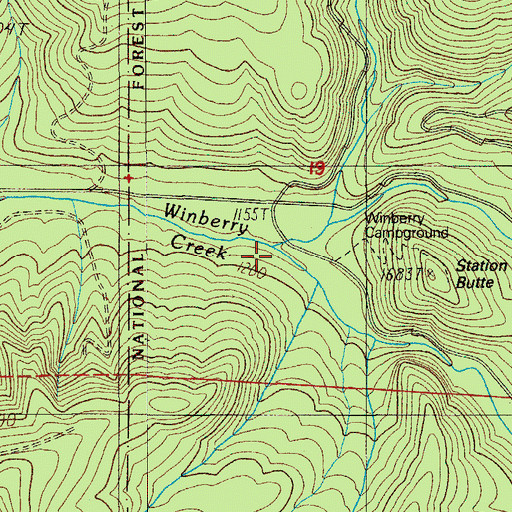 Topographic Map of North Fork Winberry Creek, OR