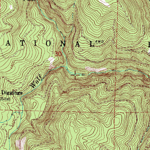 Topographic Map of North Fork Wolf Creek, OR