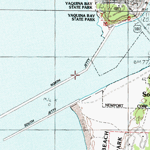 Topographic Map of North Jetty, OR