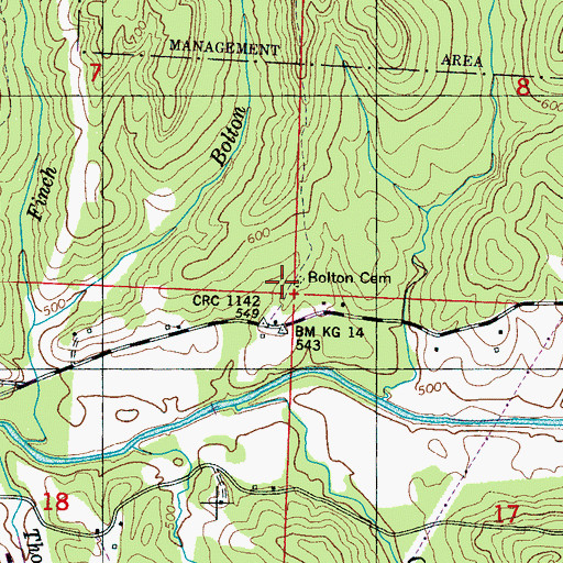 Topographic Map of Bolton Cemetery, AL