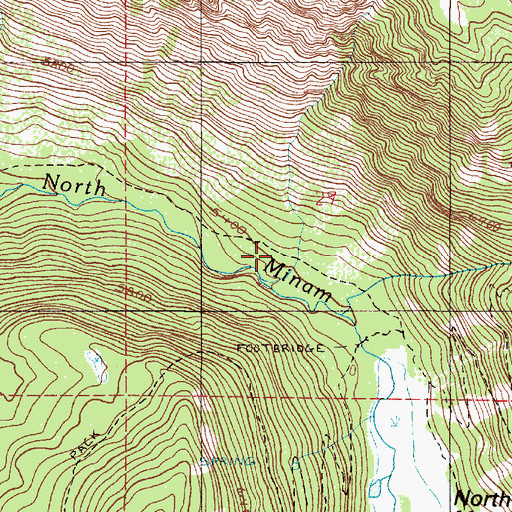 Topographic Map of North Minam Trail, OR