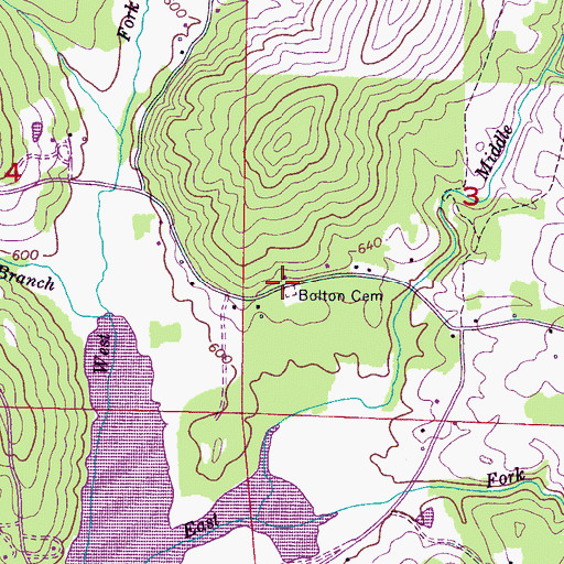 Topographic Map of Bolton Cemetery, AL